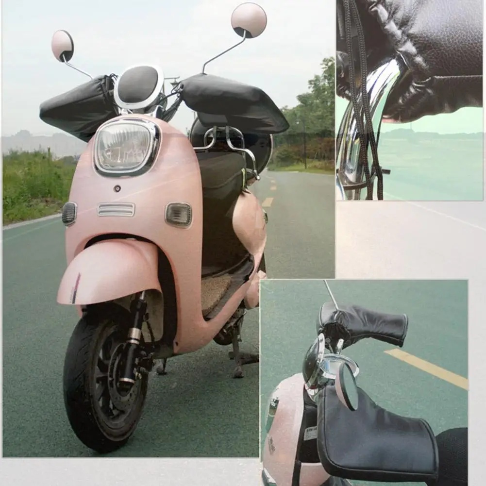 1 Pair Of Waterproof Motorcycle Grip Gloves Handlebar Muff Winter Warmer Thermal Cover Gloves Waterproof Windproof