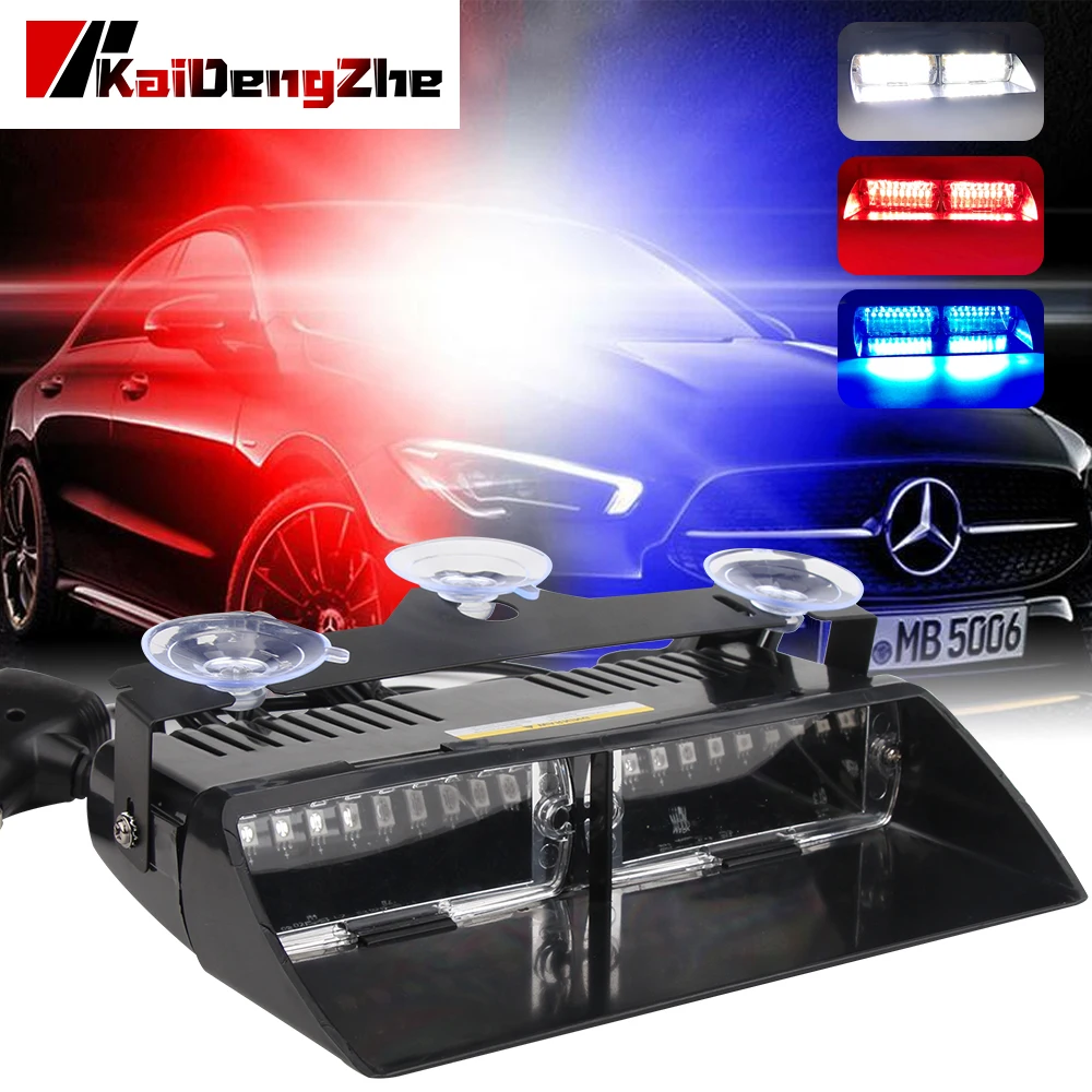 

12V 16 Bead LED Car Light Police Strobe Light Emergency Suction Cup Warning Light For Trailer With Cigarette Lighter 18 Model