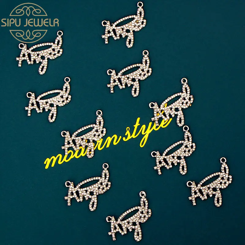 

Подвеска в виде букв ангела с кристаллами, 10 шт./лот, с двумя отверстиями, с алфавитом