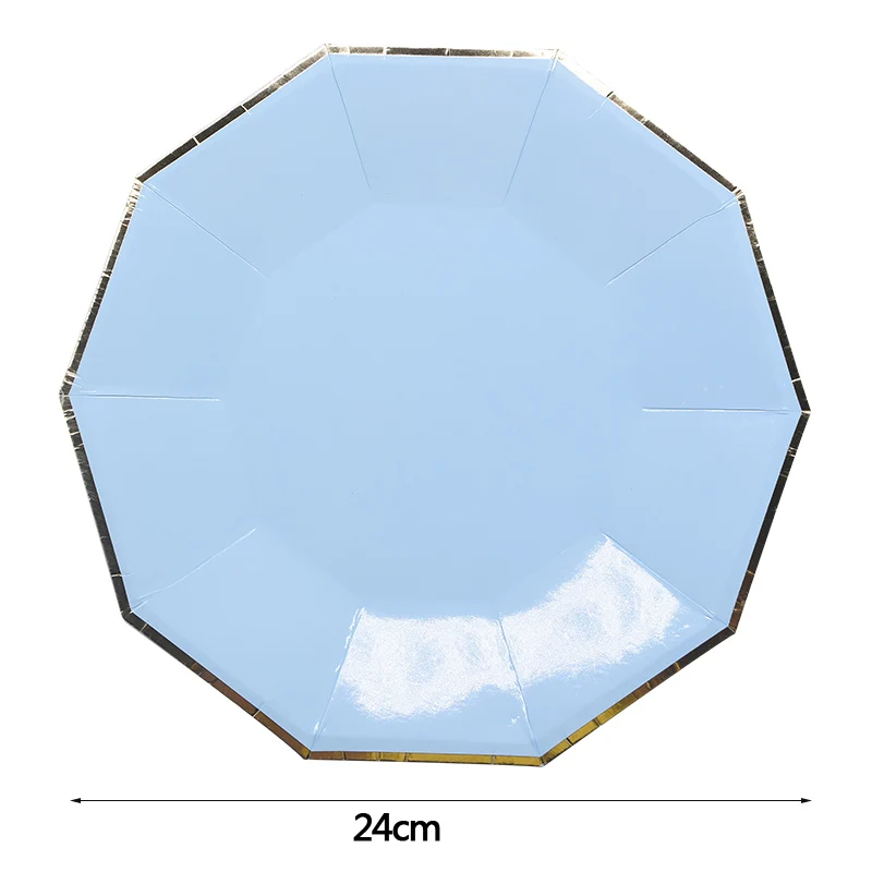 B02 8pcs blue plates Розовые, синие, зеленые, золотые одноразовые тарелки для посуды/чашки для мальчиков и девочек, показ свадьбы, дня рождения, украшение душевой кабины для малышей - Цвет: B02 8pcs blue plates