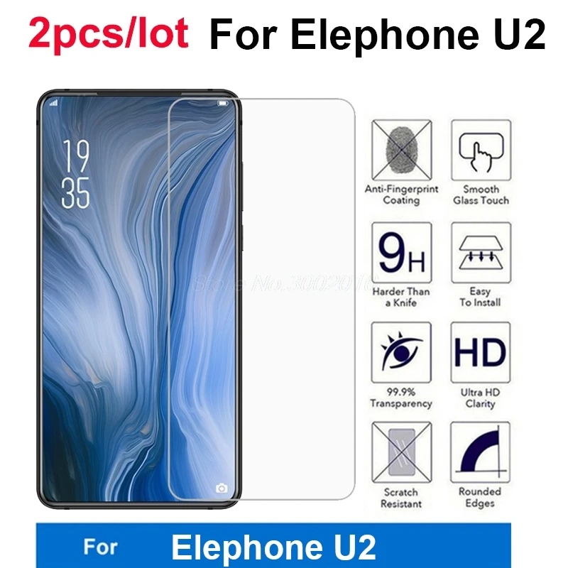 2 шт 9H закаленное протектор экрана для Elephone U2 закаленное стекло аксессуары для мобильных телефонов пленка для ELEPHONE U2 "Чехол стекло 6,26"