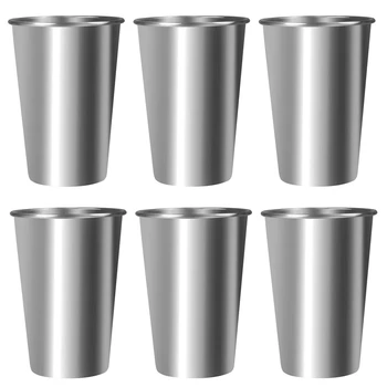 

6-Piece 16-Ounce Stainless Steel Cup Shatterproof Pint Cup Cup Stacked Metal Cup (6,17 Oz / 500 Ml)