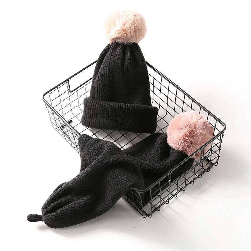 1pc Multifunction Women Winter Knit Scarf Also can be use as Hat Ladies Beanie Winter Soft Beanies Cap Warm Pom Pom Scarves New