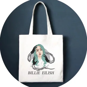 

Cartoon Oil Painting Billie Eilish Aesthetic Shoulder Canvas Bags Abstract Harajuku Fashion shopping bag Large Women Wallet Bag