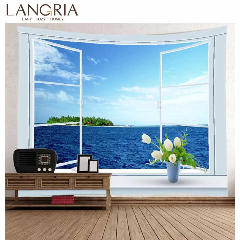 E Langria Tapestry Wall Hanging Wall Tapestry with Nature Printing Home Decorations for Living Room Bedroom Decor - Цвет: E