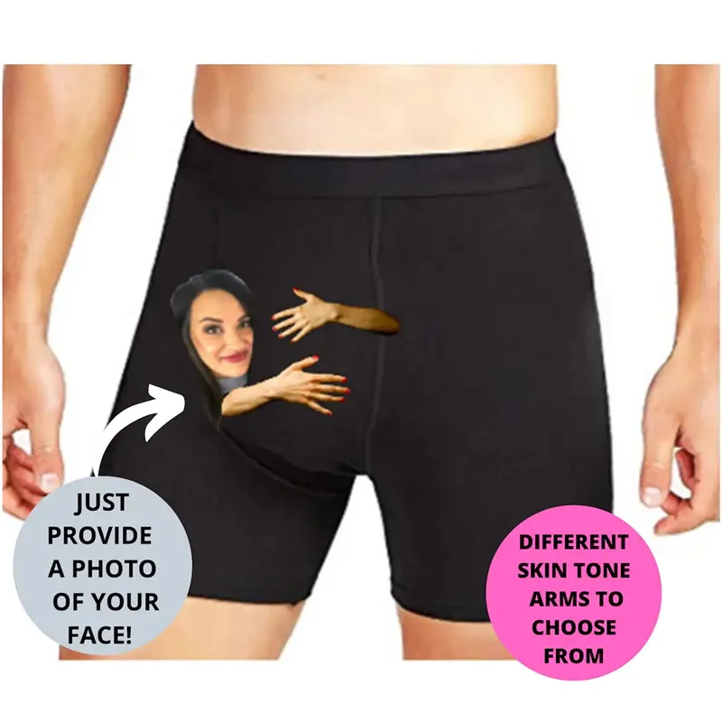 Custom Face Men Print Boxer Briefs Personalized Customize Photo Funny Slogan Husband stocking stuffer for him valentines gifts | Дом и сад