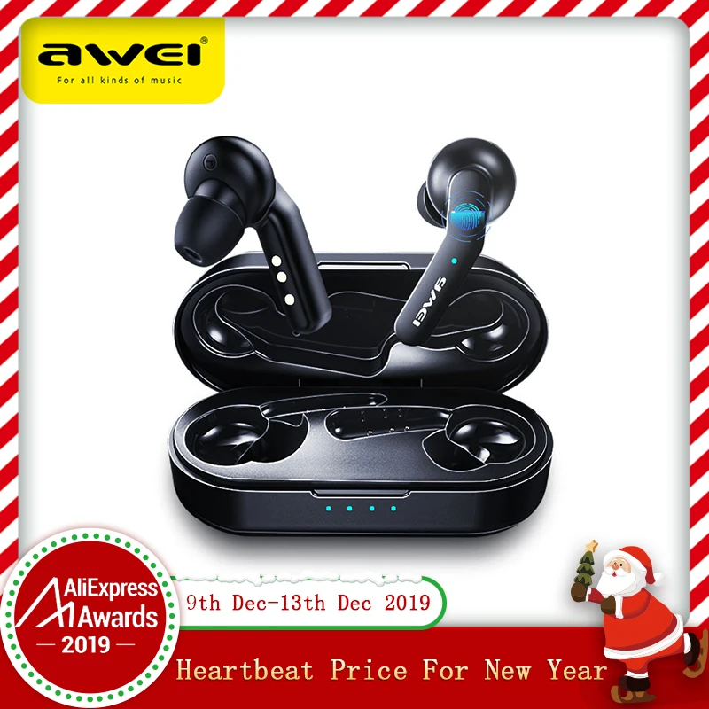 Comprare Originale AWEI T10C TWS Senza Fili di Bluetooth del Trasduttore Auricolare Cuffie Auricolare Vivavoce Vero Auricolari Senza Fili di Controllo Per xiaomi