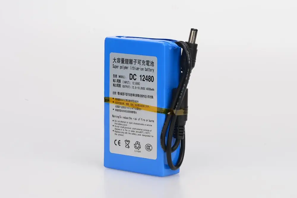 

10pcs/lot Portable DC 12V 4800mAh Rechargeable Lithium-ion Battery Cell with DC 12480 Power Charger Batteries EU/US Plug