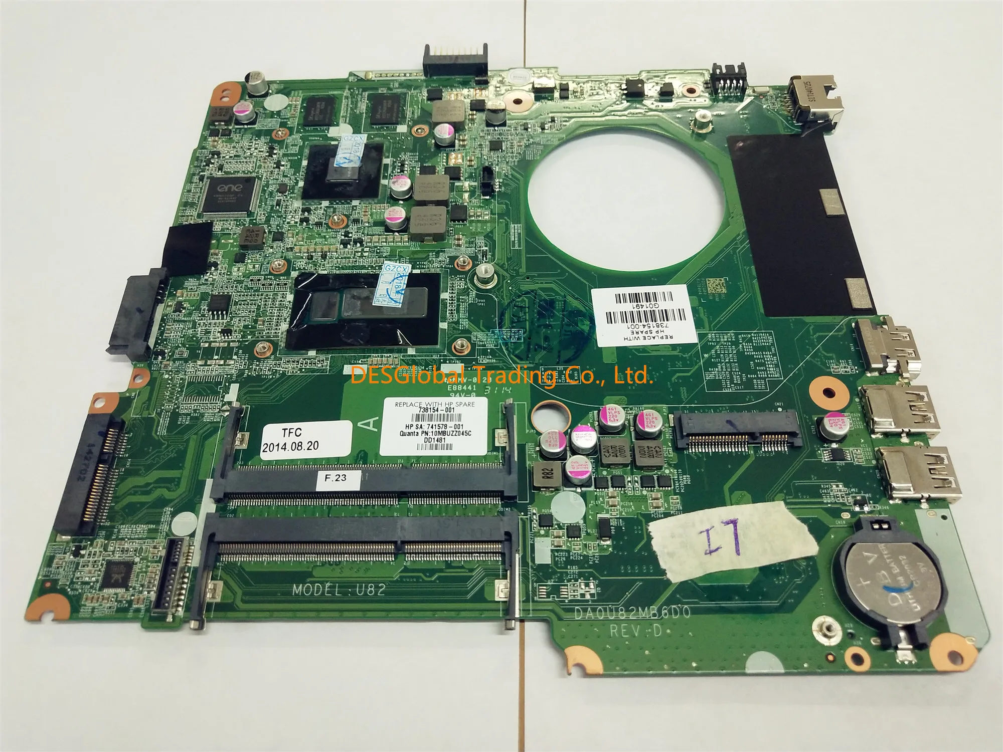 

For Pavilion 14n 14-N Laptop Motherboard 738154-001 741578-001 U82 DA0U82MB6D0 Mainboard i7-4500U SR16Z N14P-GV2-S-A DDR3