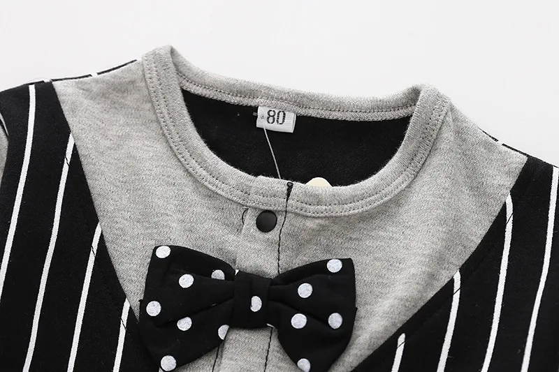 

2018 Autumn New Style acic mian BOY'S Gentleman Bowtie Romper Baby Jumpsuits Europe And America Crawling Clothes