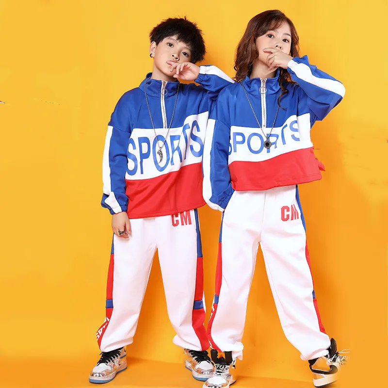 Kids Cool Hip Hop Clothing Stand Collar Jacket Coat Pullover Top Running Causal Pants for Girls Boys Jazz Dance Costumes Clothes (10)