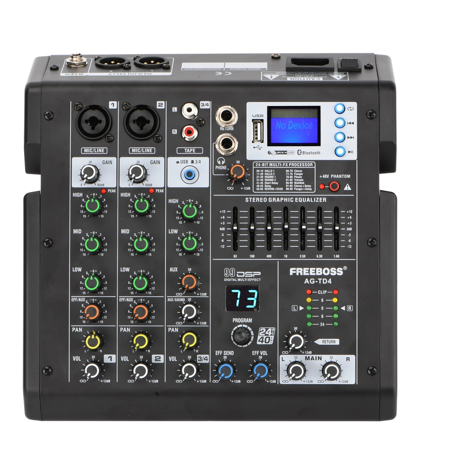 Freeboss Ag-td4 Mixing Console 4/6 Channels 99 Effects 7 Band Eq Usb Play  And Record Bluetooth Dj Party School Sound Audio Mixer - Pro Audio  Recording - AliExpress