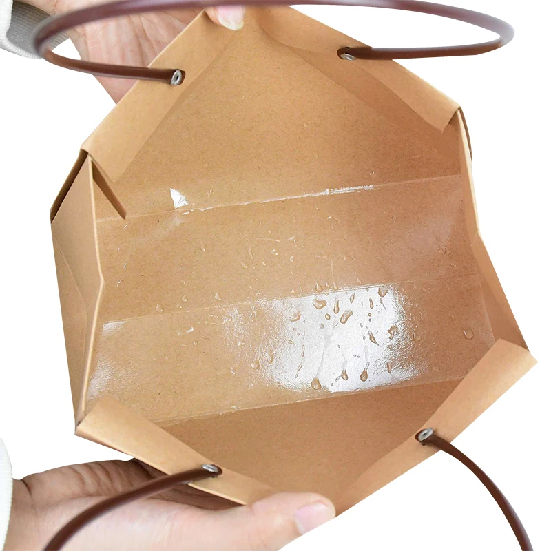 Portable Flower Box Waterproof Paper Handy Gift Bag Kraft Handbag Wedding Rose Party Gift Box Packaging For Candy Cake Birthday