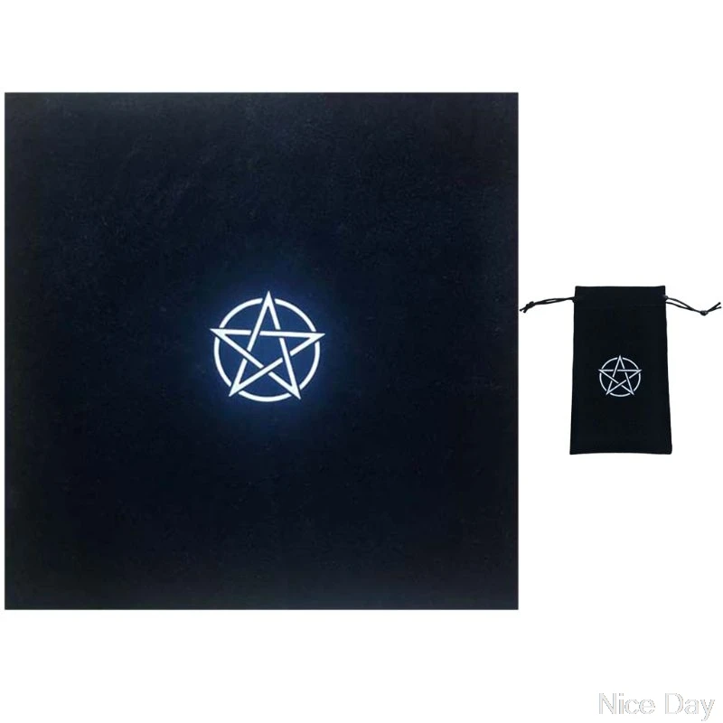 50 x 50 cm pentagrama tarot de terciopelo suave Mantel de tarot con bolsa