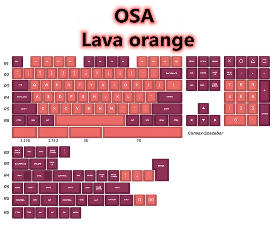 OSA keycap: lava orange PBT Материал двухцветное литье под давлением 155 клавиш подходит для