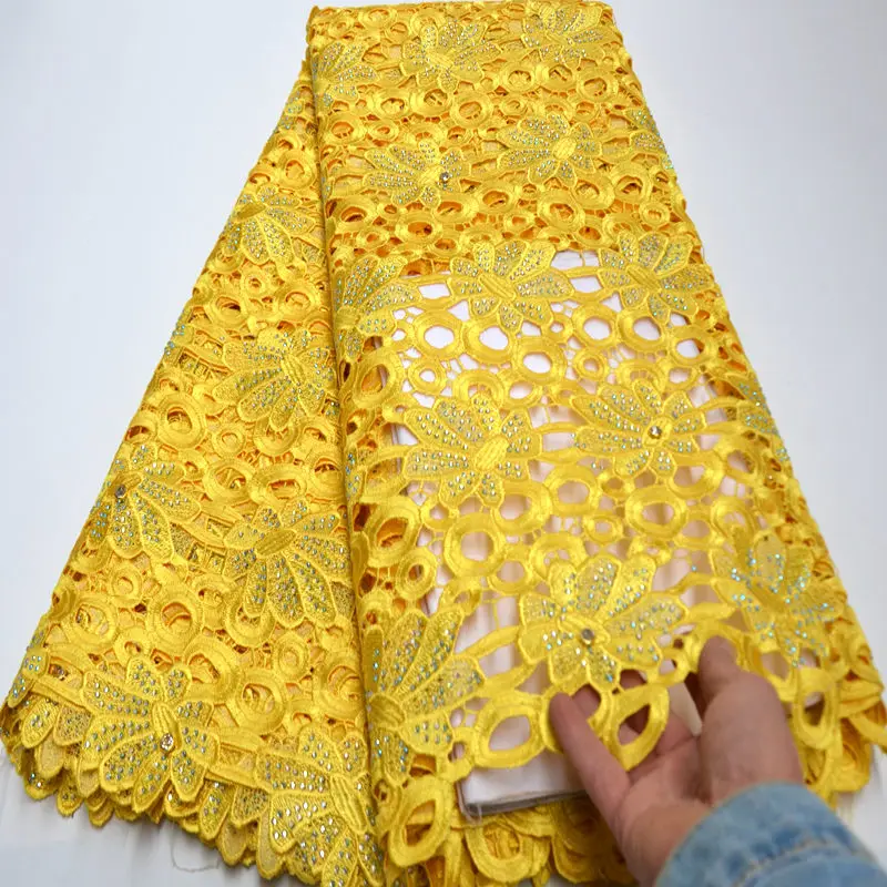 Красивая вышитая Роза Тюль африканская кружевная ткань высокого качества Золотая французская кружевная ткань с камнями для вечерние QE960