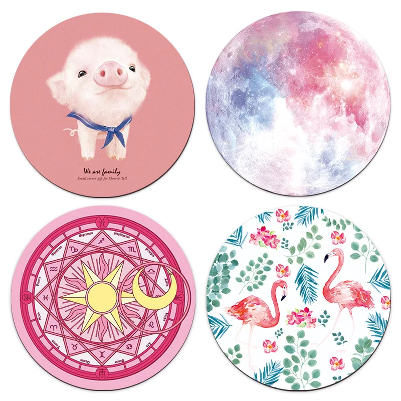 Relleno de goma para ratón de ordenador, alfombrilla redonda de animales de dibujos animados de 20CM de grosor y 3mm para MacBook, huawei, Lenovo y xiaomi