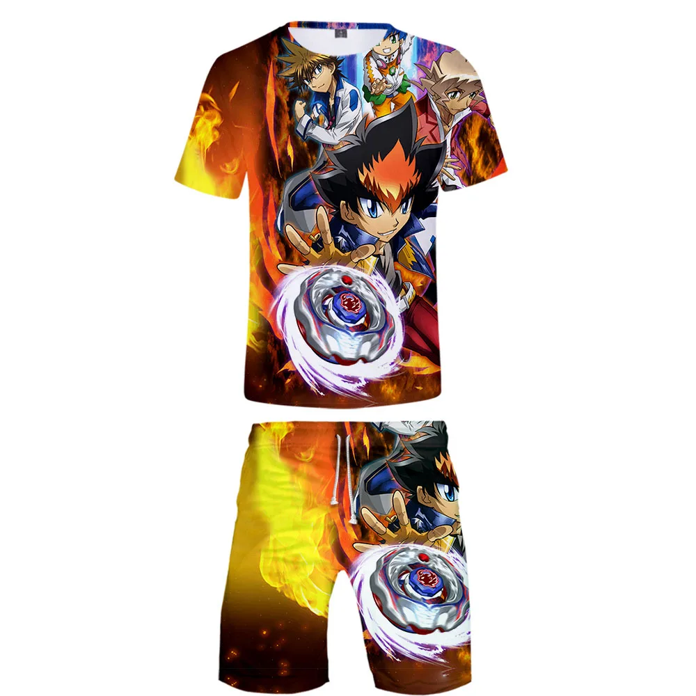 Новинка, футболка с 3D принтом Beyblade Burst Evolution+ пляжные шорты для мужчин и женщин, хип-хоп, летняя повседневная одежда с 3D рисунком для мальчиков и девочек, крутые комплекты из двух предметов