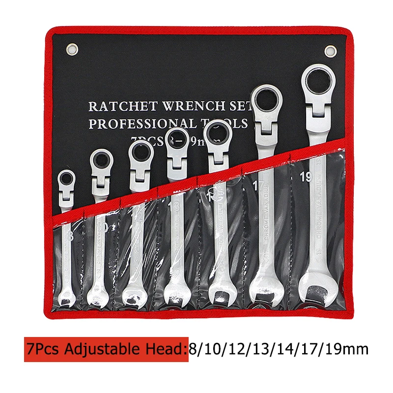 7pcs adjustable head QUK Трещоточный ключ, набор гаечных ключей, Универсальный Регулируемый набор ключей, CR-V, Мультитулы, ключи, крутящий момент, зубчатая розетка, Автомобильный ремонт, ручные инструменты - Цвет: 7pcs adjustable head