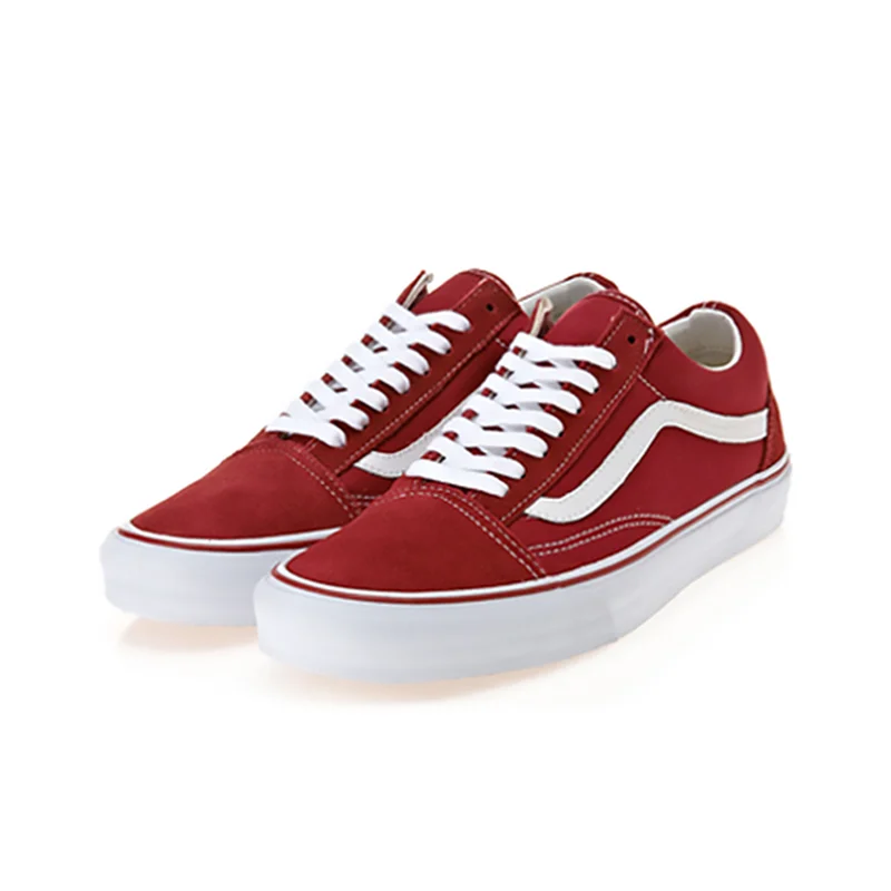 Аутентичные VANS скейтборд старый SKOOL классическая женская обувь Уличная Стиль низкий, чтобы помочь удобные мужские кроссовки VN000VOKDIC красный