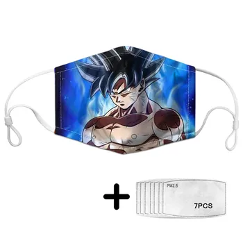 

Cool Super Saiyan Dragon Ball Anime Printed Face Mouth Mask 7pcs Anti Haze PM2.5 Filter Elestic Dustproof Mask For Kids Boys