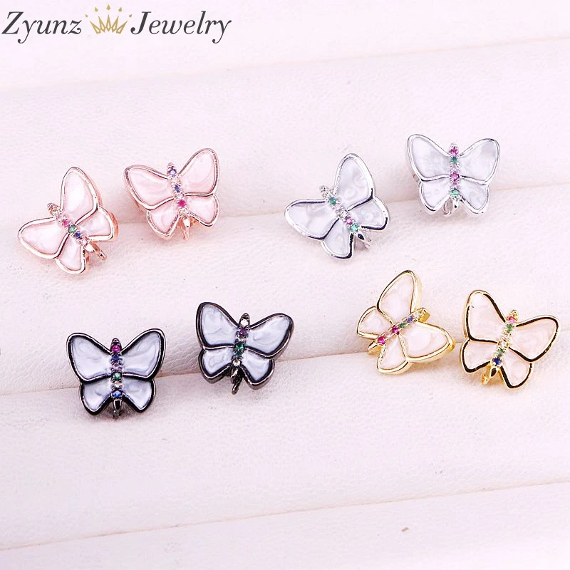 10 пар, эмалированные серьги-гвоздики в виде бабочки для женщин, модные ювелирные изделия,, циркониевые гвоздики