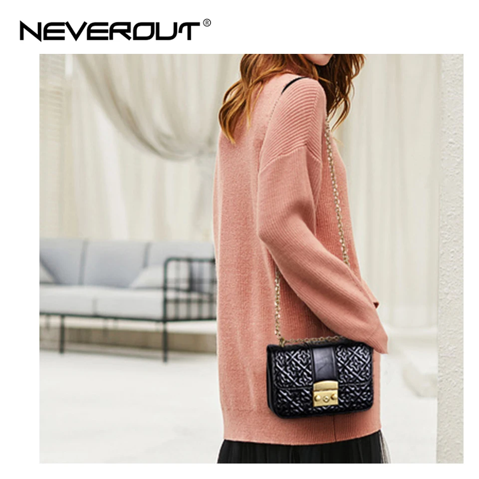 Женская сумка мессенджер NEVEROUT черная Повседневная через плечо из натуральной