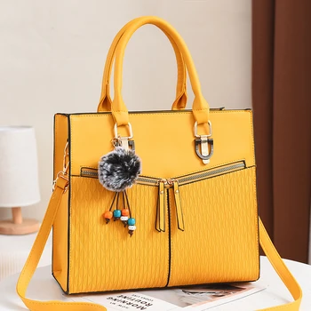 

Luxury PU Leather Sac A Main Femme Bead Fur Ball Tassel Women Handle Bag Female Shoulder Bag Zippers Purse Bags for Women 2020