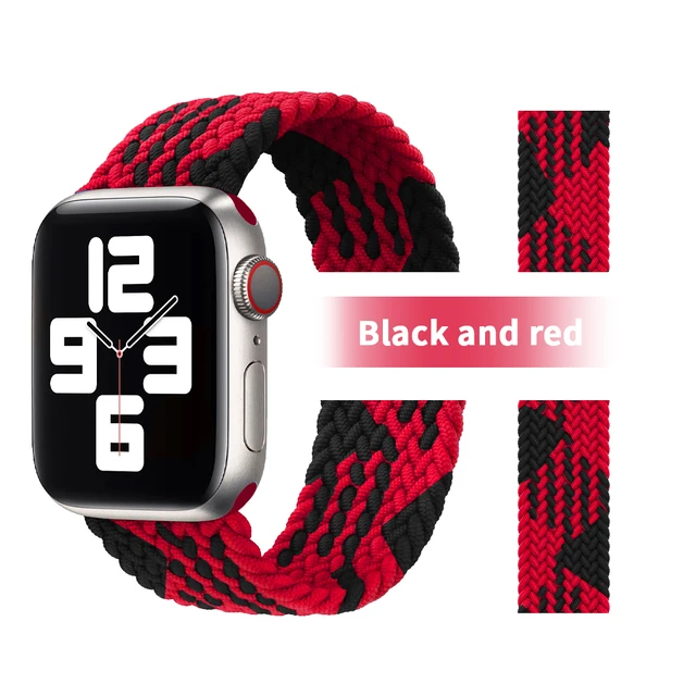 Pride Braided Solo Loop Band For Apple Watch Se Strap 44mm 40mm Elastic Wristband Bracelets 41mm 45mm Series 765432 42mm38mm 9 Black red