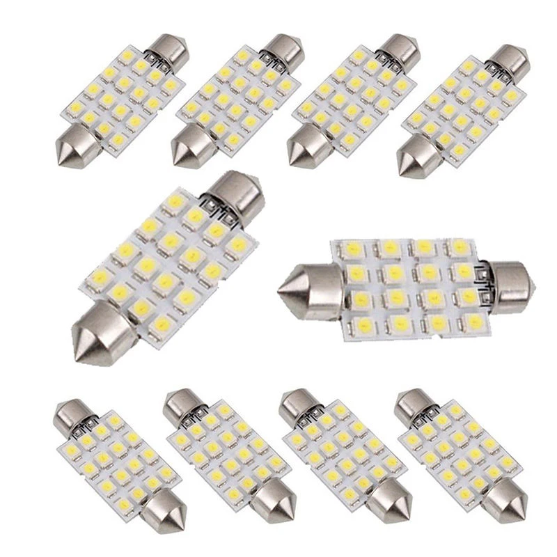 10 шт. белый 42 мм 16SMD Автомобильный светодиодный купольная гирлянда для интерьера грузовой свет лампы автомобильная фара красного цвета для автомобилей украшение интерьера автомобиля свет