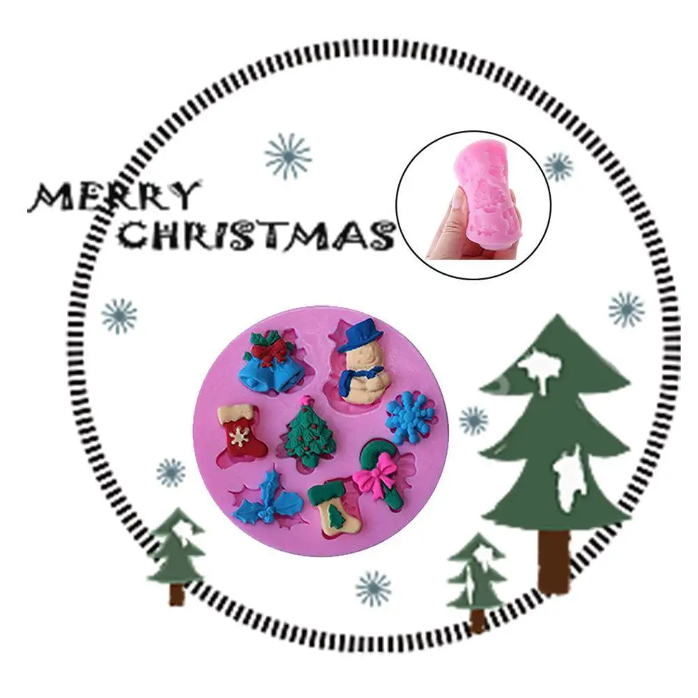 

Christmas Tree Snowman Bell Sock Cake Mold Fondant Kitchen Pastry Candy Silicone Chocolate Baking Mold Tools Decoration Q1T4