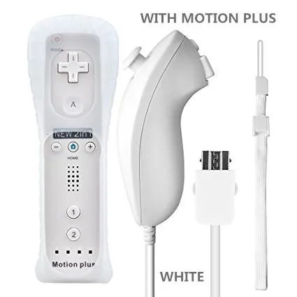 For Nintend Wii 2 In 1 Set Wireless Bluetooth Joystick Remote Controller Gamepad Left Hand / Nunchuck Optional Motion PlusFor Nintend Wii 2 In 1 Set Wireless Bluetooth Joystick Remote Controller Gamepad Left Hand / Nunchuck Optional Motion Plus 