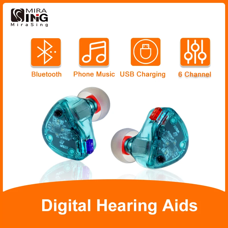Bluetooth Hearing Aids Rechargeable Music Hearing Aid 6 Channels
