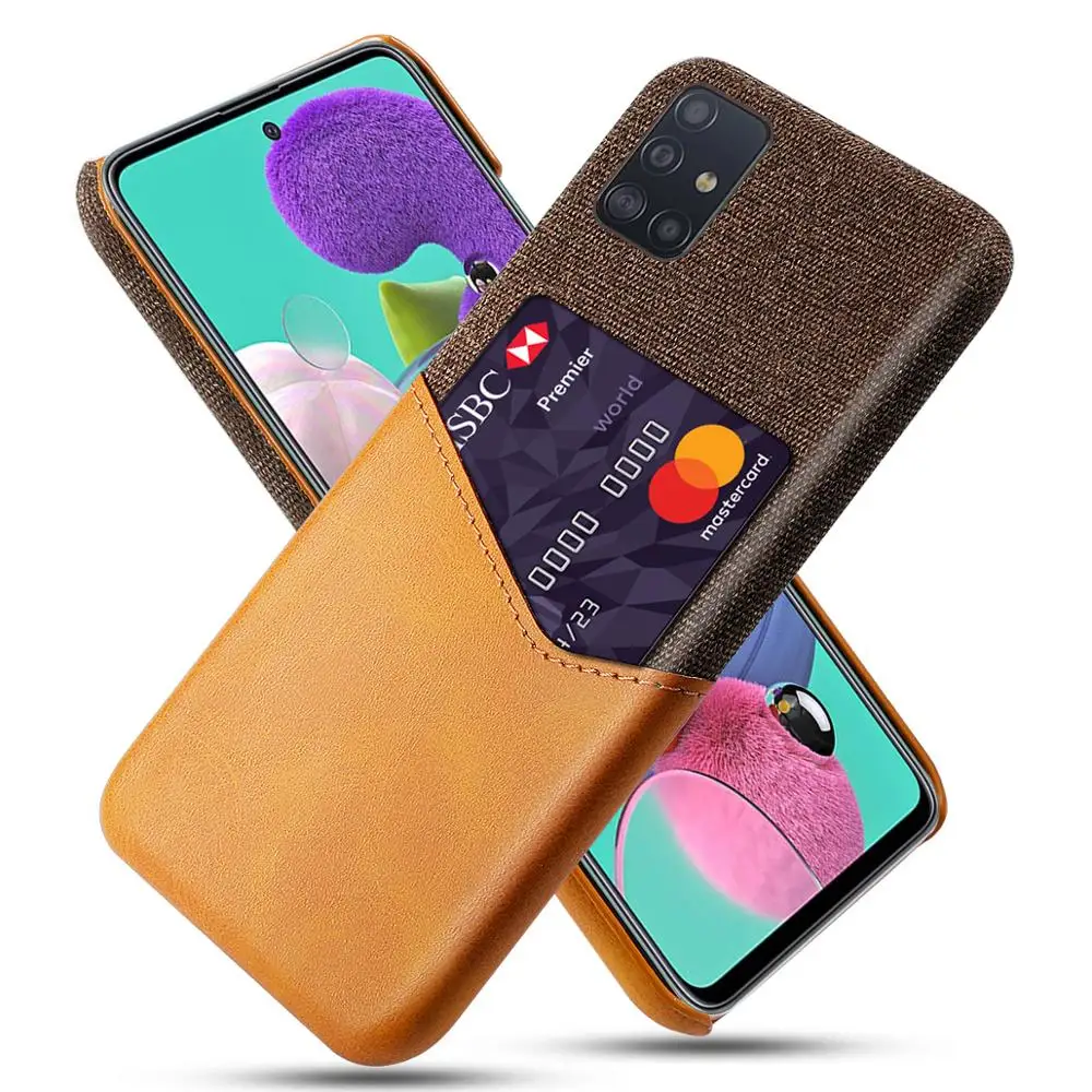 

For Sasung Galaxy A51 Case Luxury Leather and Fabric Splicing Shockproof Wallet Card Slot Cover for Samsung A51 Case