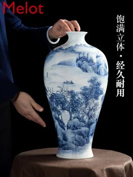 

Jingdezhen dining table large Chinese ceramic vase living room furnishings blue and white handmade vase