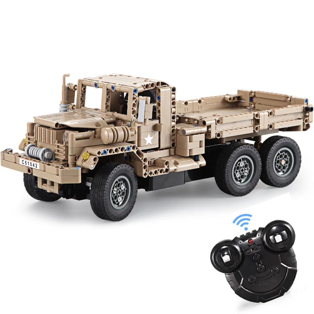 

Electric Building Block Remote Control Car Off-road Vehicle Military Card Car Assembled Educational Building Block Toys RC Car