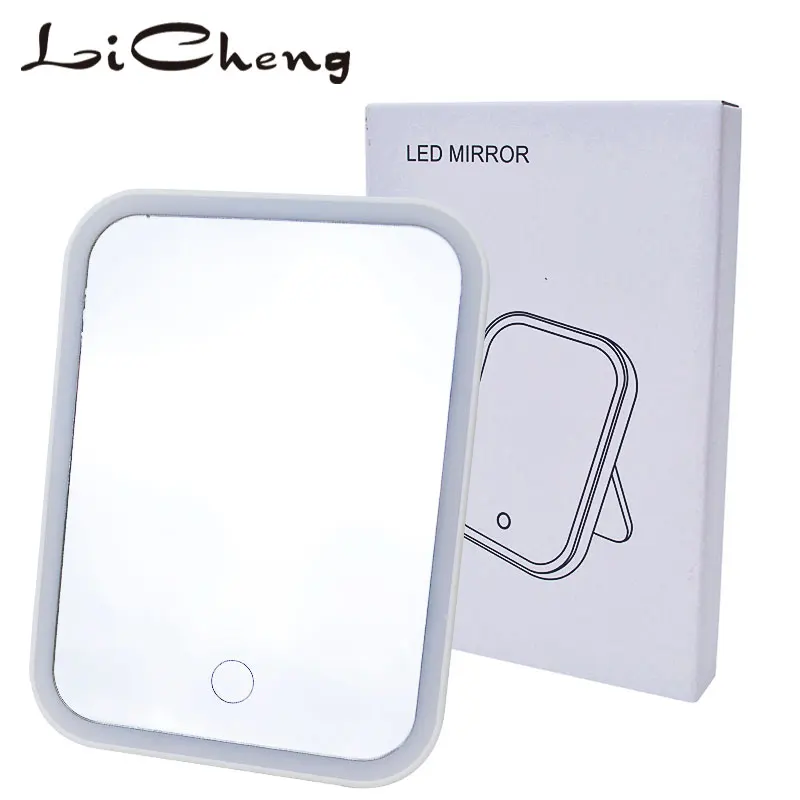 

Licheng Makeup Mirror LED touch Screen Table Desktop Makeup Portable LED Lighted Makeup Mirror Cosmetic Hand Mirror