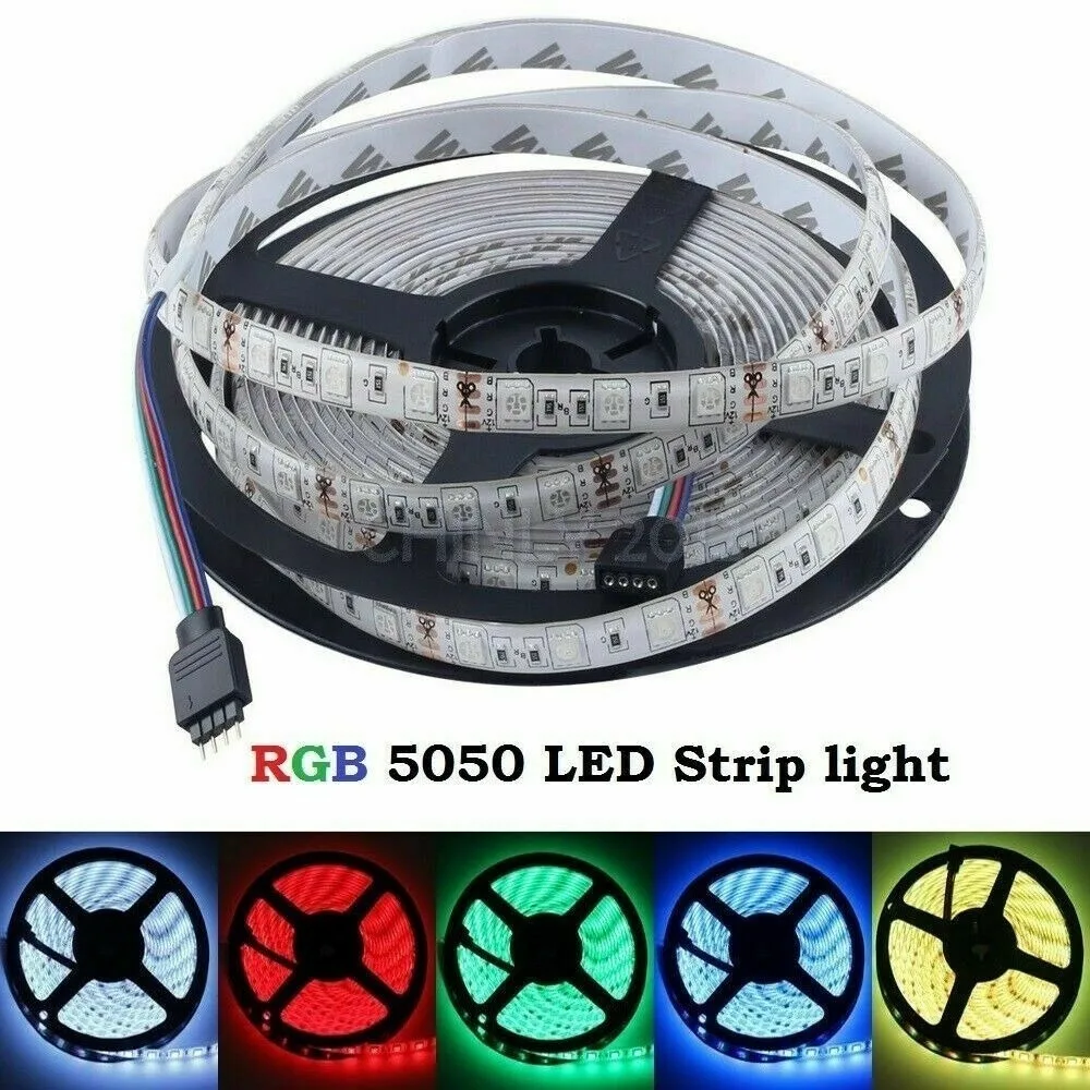 Новейшие 5050 RGB светодиодные полосы света изменение цвета ленты освещения с пультом дистанционного управления+ соединители зажимы набор