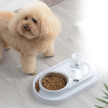 

Pet Dog Cat Feeder Bowl Dual Port Automatic Feeder Water Drinking Feeding Basin Stainless Steel Bowls For Pet Cats Dogs Puppy