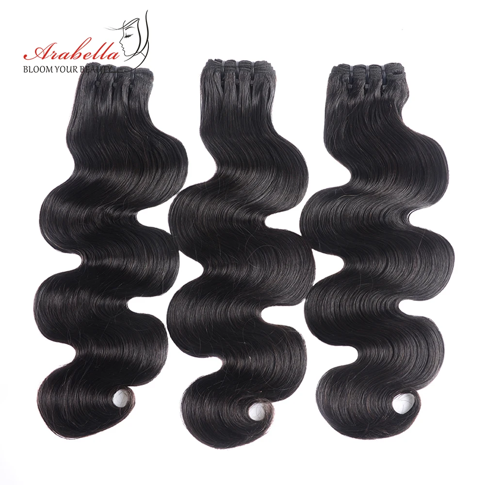 Double Drawn Hair Extension Brazilian Body Wave Hair Bundles 100% Human Hair Arabella Thick Ends Na