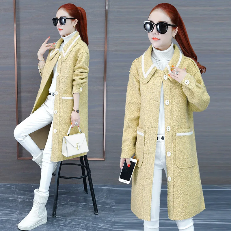 

Ke li rong Middle Long Coat Women's 2019 Autumn New Style Korean-style Loose-Fit Hepburn Wind Short-height Fall And Winter Cloth