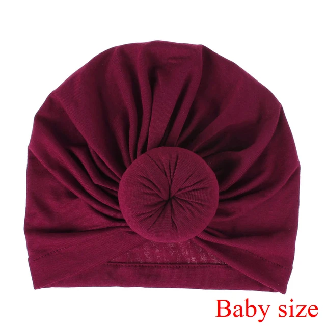 Fashion Mommy and Baby Cotton Round Ball Flower Hat Women Caps Girls Newborn Turban Knot Kids Adult Headwear Hair Accessories 9baby size