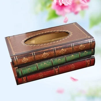 

1 PC Tissue Box Retro Style Creative Wooden Book Shape Napkins Container Tissue Holder Paper Towel Case for Living Room Desk