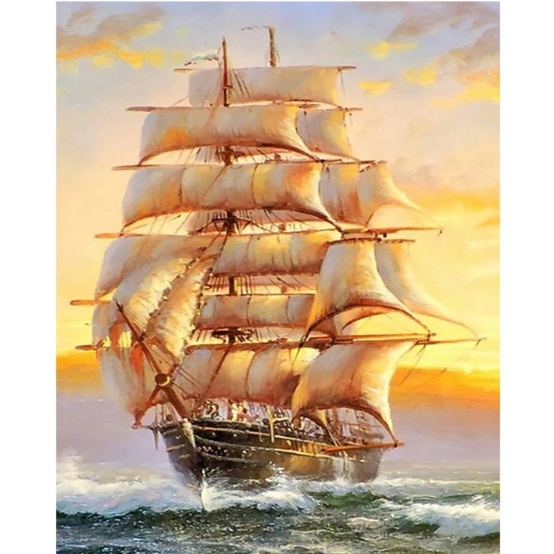 5D Diamond Embroidery Boat Landscape Handmade Painting Needlework Cross Stitch Home Decoration | Дом и сад