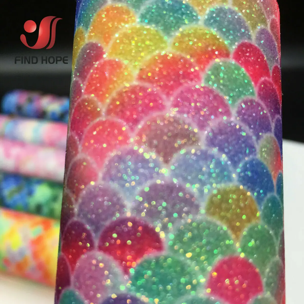 Fish Scale Mermaid Iridescent Shiny Glitter Fabric Synthetic Leather Vinyl Hair Party Wedding Decor DIY Hair Bow Crafts Material