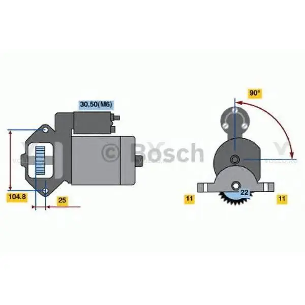 0986022561 bosch стартер 12v, 1.4kw