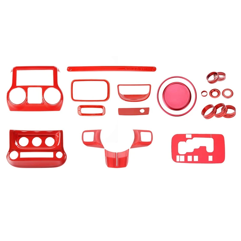 

21 Pieces of Complete Interior Decoration Kit, Rear Door Pull Mobile Phone Cover, Door Hinge Cover, for 4 Door Decoration of JK