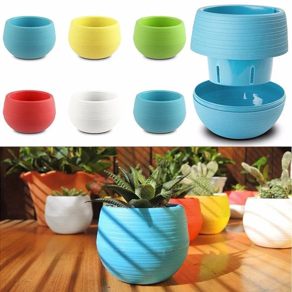 2020 New Household Items Mini Colourful Round Plastic Plant Flower Pots Home Office Decor Planter Товары Для Дома# New 2021