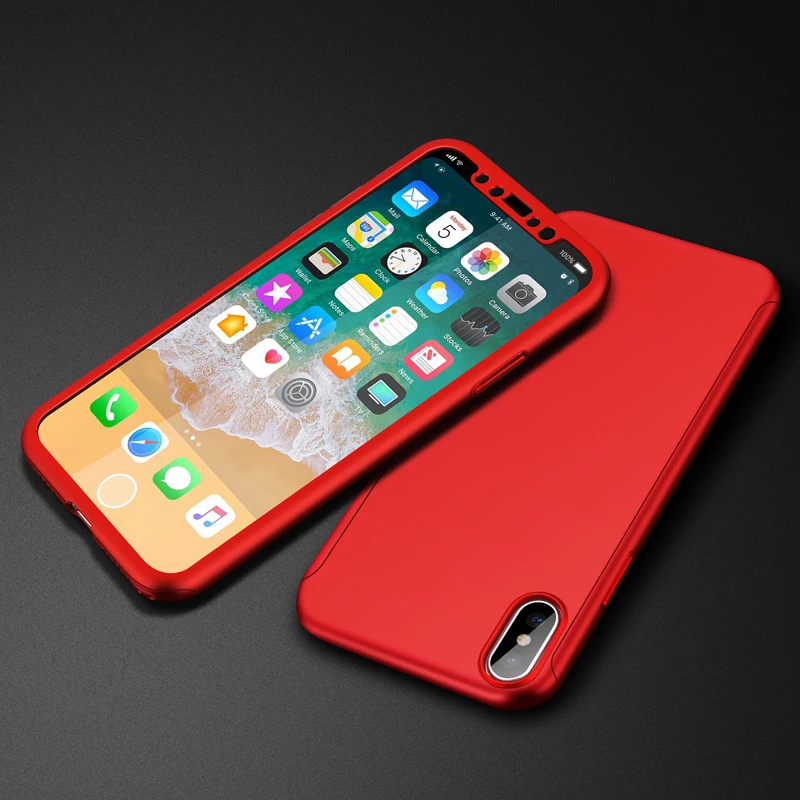 360 Protective Case For iPhone 6 6S 7 8 Plus 5 5S XR XS Max Tempered Glass Front Back Cover Full Body Coverage Protection Shells | Мобильные