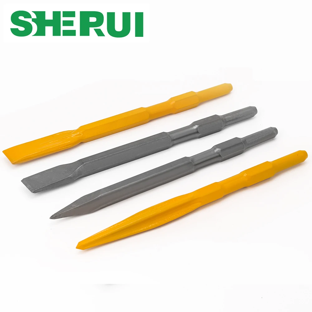 

1pcs HEX Shank Chisels Set Point Groove Gouge Flat Chisel Electric Hammer Drill Break Concrete Brick Wall Drilling